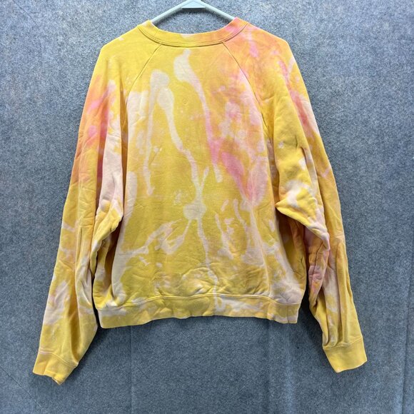Nike Pullover Women Medium Yellow Tie Dye Crewneck Sportswear Club Sweatshirt - Picture 2 of 13